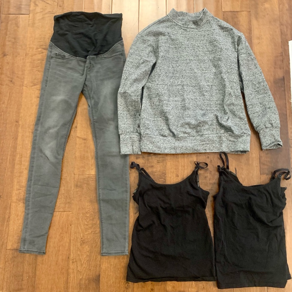 Women’s Maternity Clothes Lot XS Jeans, Cozy Sweater Nursing Tanks Gap Old Navy